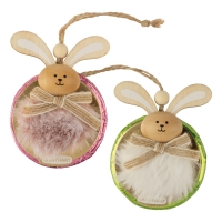 16 St. Anhänger Holzhase auf Pralinentaler, sortiert