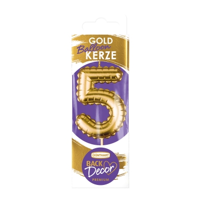 12 St. Kerzen-Zahlen gold  Balloon  Nr. 5 