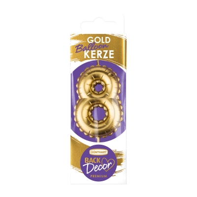 12 St. Kerzen-Zahlen gold  Balloon  Nr. 8 