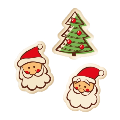 192 St. Nikolaus und Tannen, weiße Schokolade, sortiert 