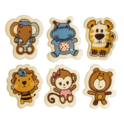 96 St. Süße Tiere, weiße Schokolade, sortiert 